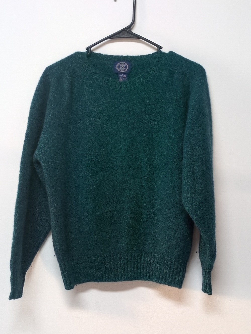 1980s GAP Green Made in Scotland Shetland Wool Sweater, Size M